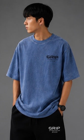GRIP WASHED OVERSIZE T-SHIRT BLUE