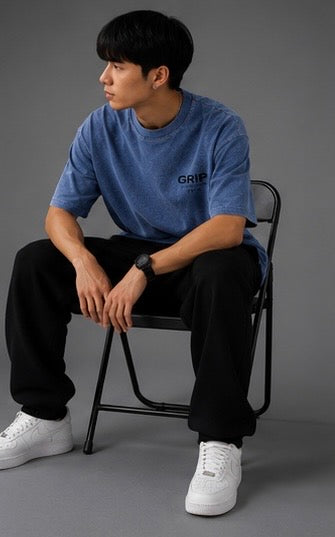 GRIP WASHED OVERSIZE T-SHIRT BLUE