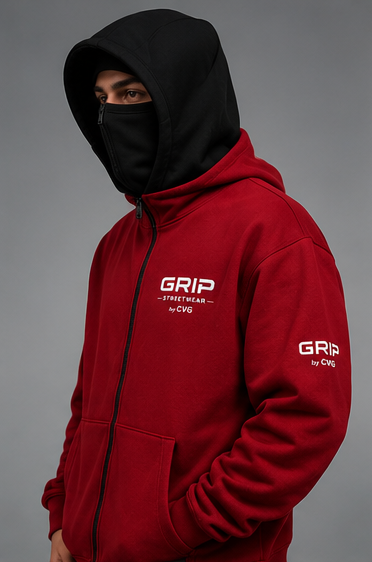 GRIP SHADOW MASK HOODIE ROUGE NOIR