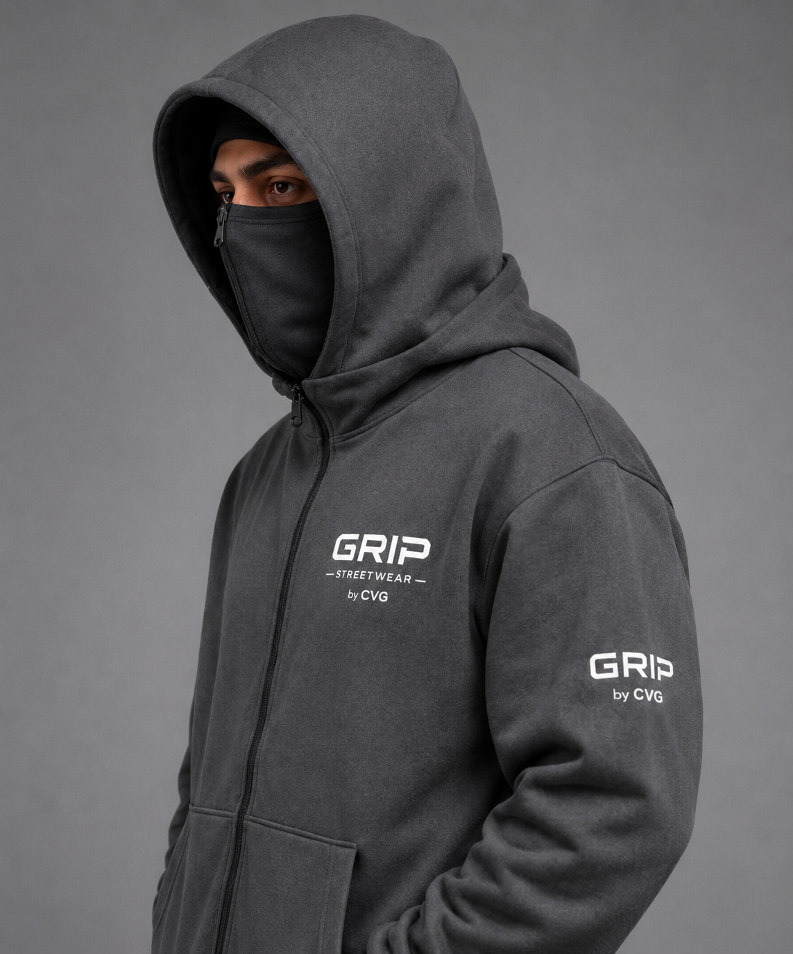 GRIP SHADOW MASK HOODIE GRIS FONCÉ
