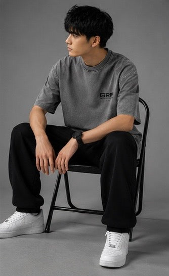 GRIP WASHED OVERSIZE T-SHIRT GREY