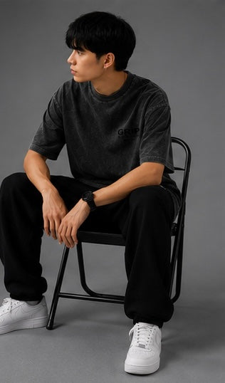 GRIP WASHED OVERSIZE T-SHIRT BLACK