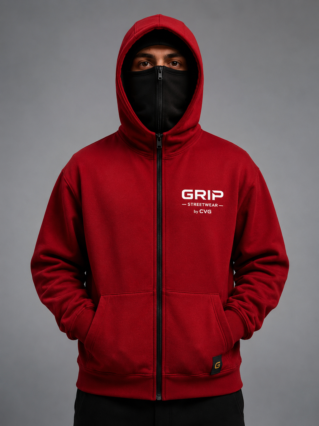GRIP SHADOW MASK HOODIE ROUGE NOIR