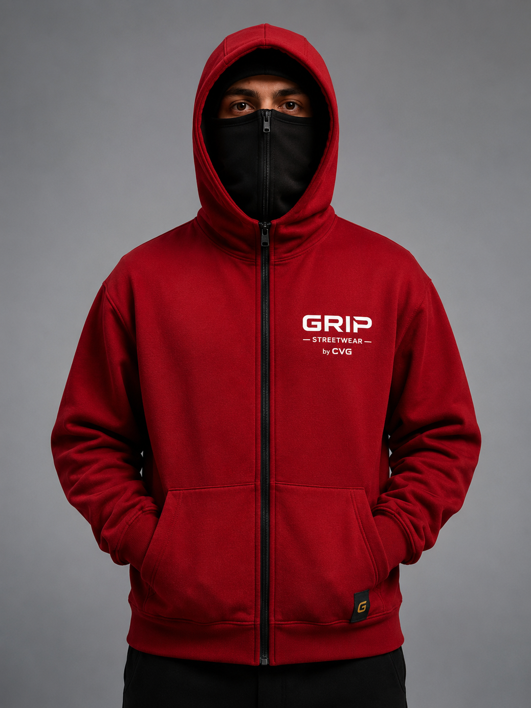 GRIP SHADOW MASK HOODIE ROUGE NOIR