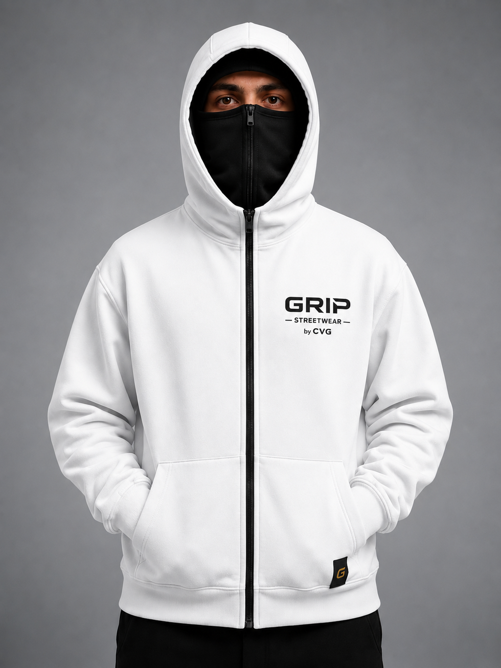 GRIP SHADOW MASK HOODIE BLANC NOIR