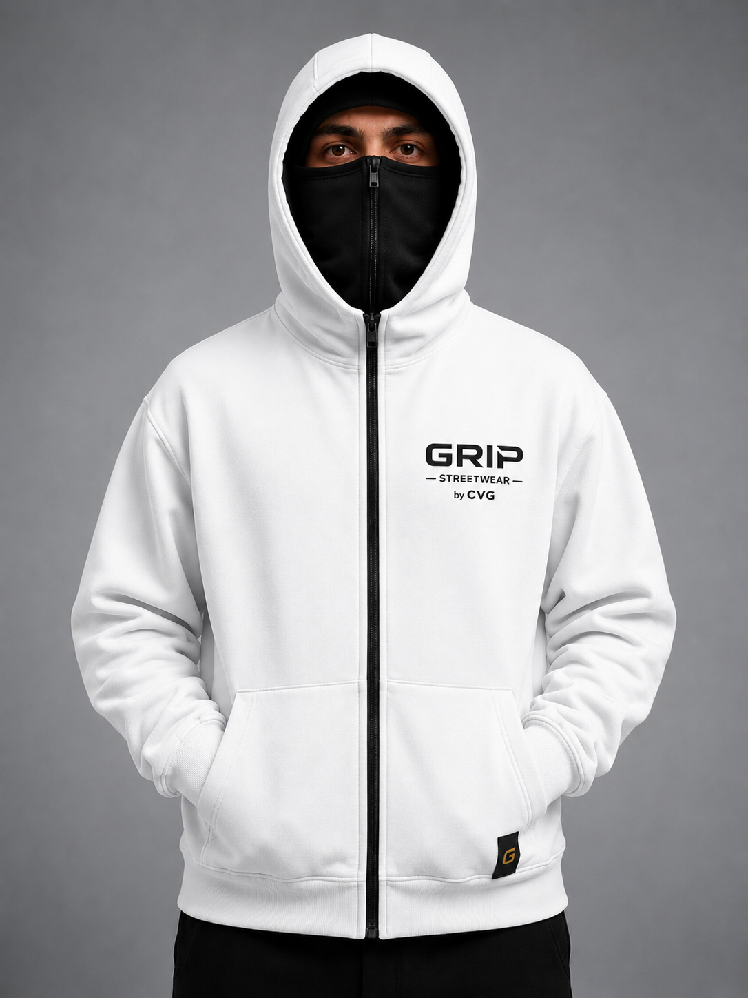 GRIP SHADOW MASK HOODIE BLANC NOIR