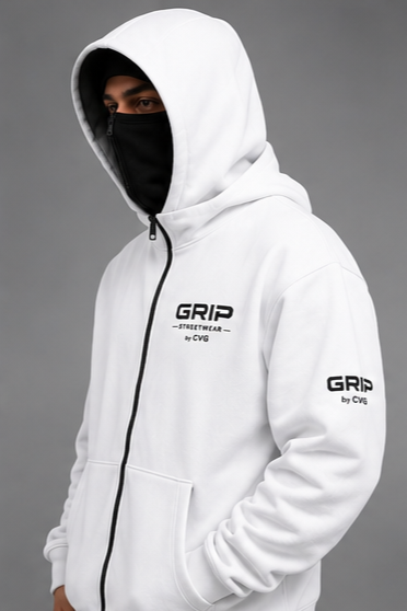 GRIP SHADOW MASK HOODIE BLANC NOIR
